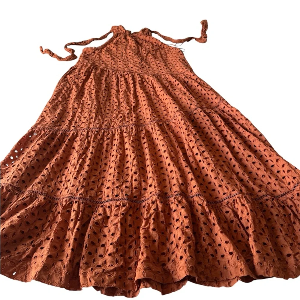 Chic Lace Maxi Dress in Terracotta - Picture 4 of 12